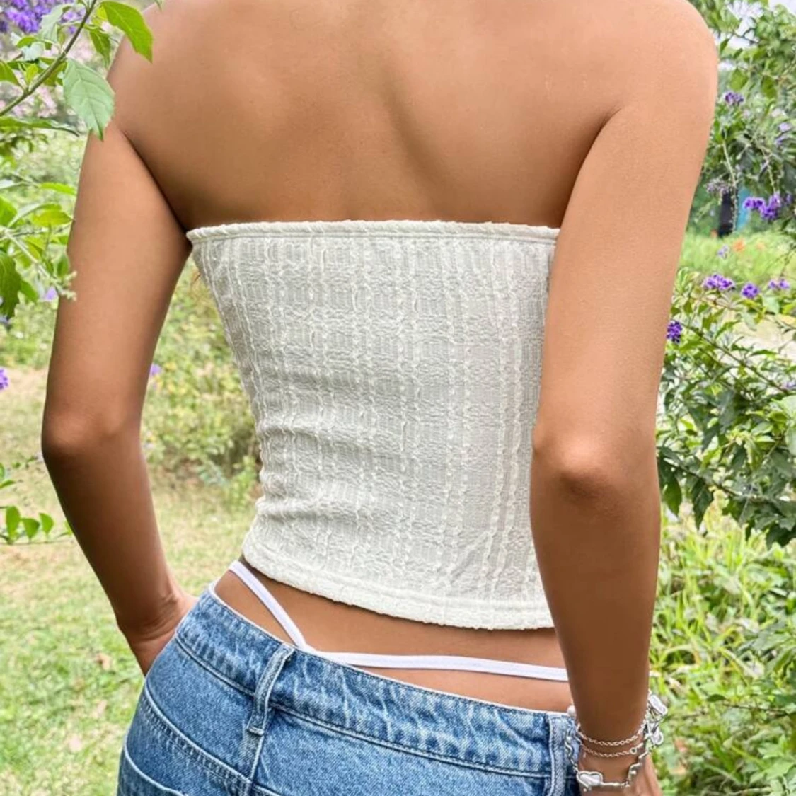 Vit ribbad tubtopp - 1