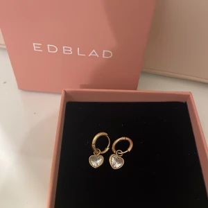 Guldörhängen med hjärtformade hängen från Edblad - Snygga guldörhängen från Edblad med hjärtformade hängen i glittrande stenar. Ny pris 399