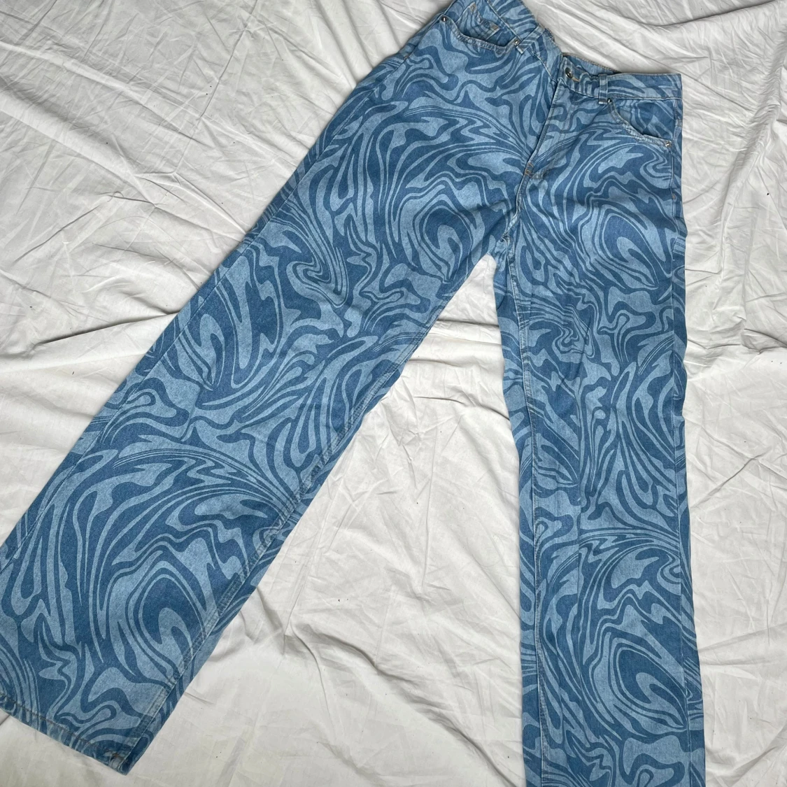 Blå swirlmönstrade baggy jeans, H&M Divided - 2