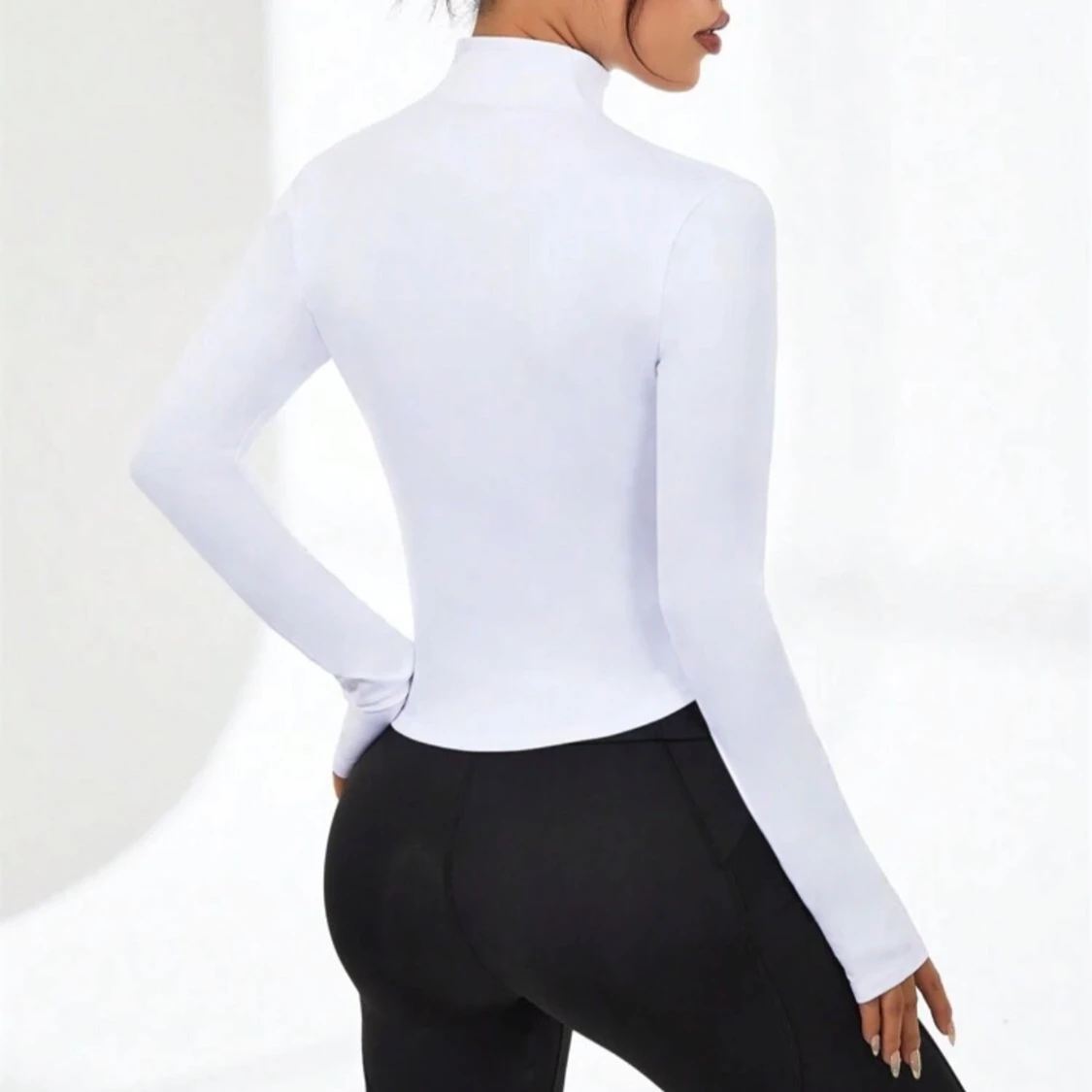 Vit slim träningströja med dragkedja - 2