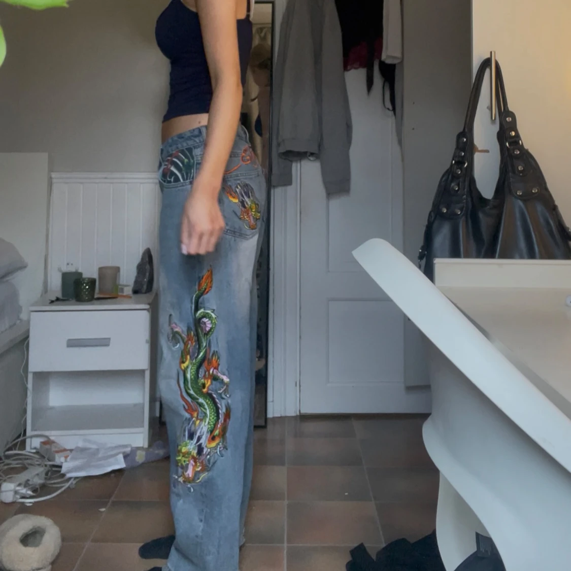 Edhardy jeans med drakbroderi - 2