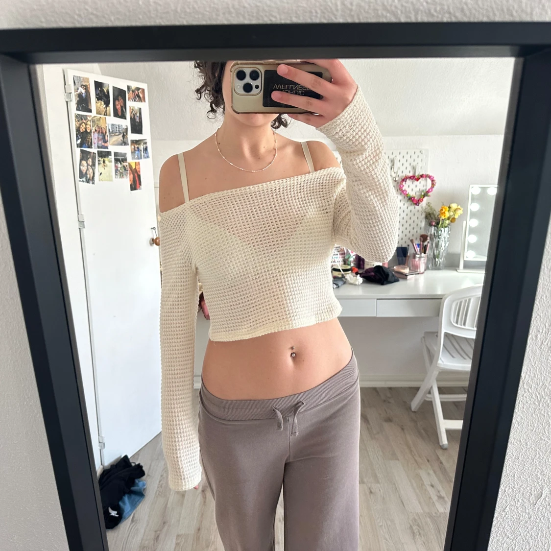 Vit croppad stickad tröja från Shein - 1