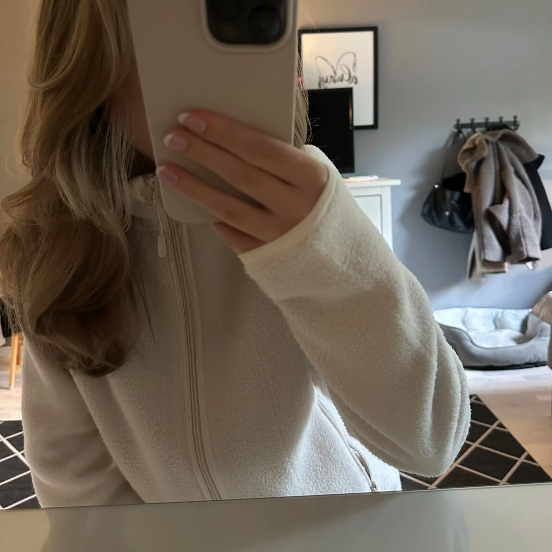 Vit teddy/fleece jacka från Lager 157