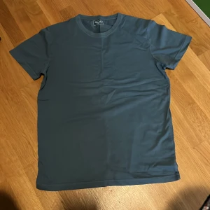 Blå t-shirt från Dressmann - Säljer en enkel blå t-shirt från Dressmann i storlek M. T-shirten har rund halsringning och korta ärmar, perfekt för en avslappnad stil. Materialet känns mjukt och bekvämt mot huden.
