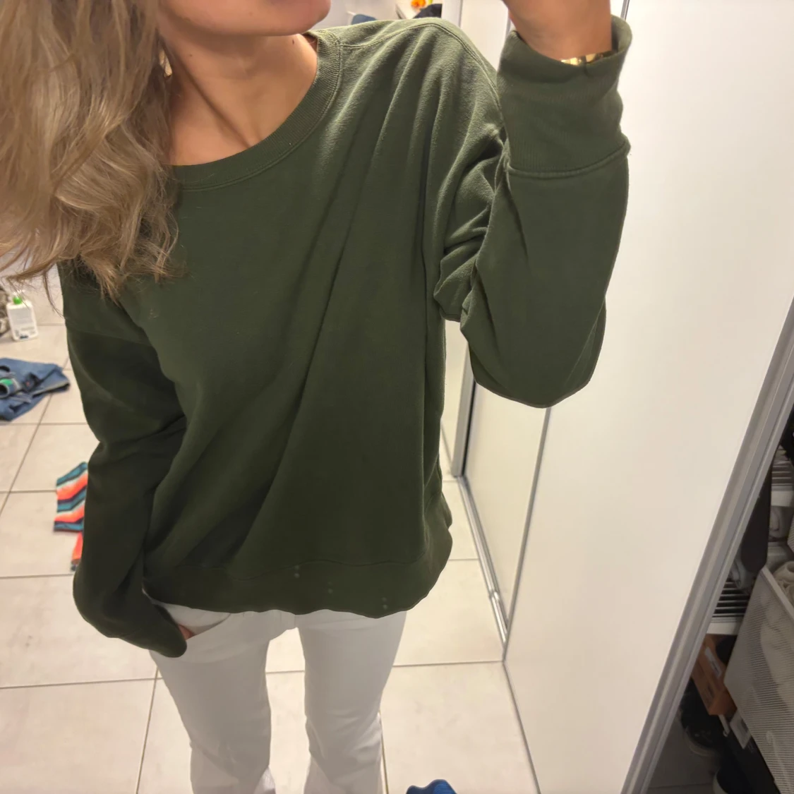 Olivgrön sweatshirt i bomull - 1