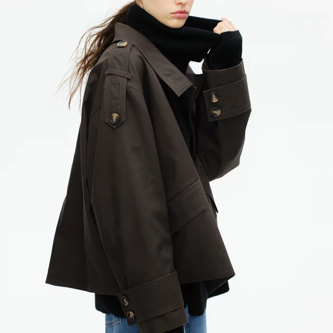 Brun trenchcoat med knappar - 1