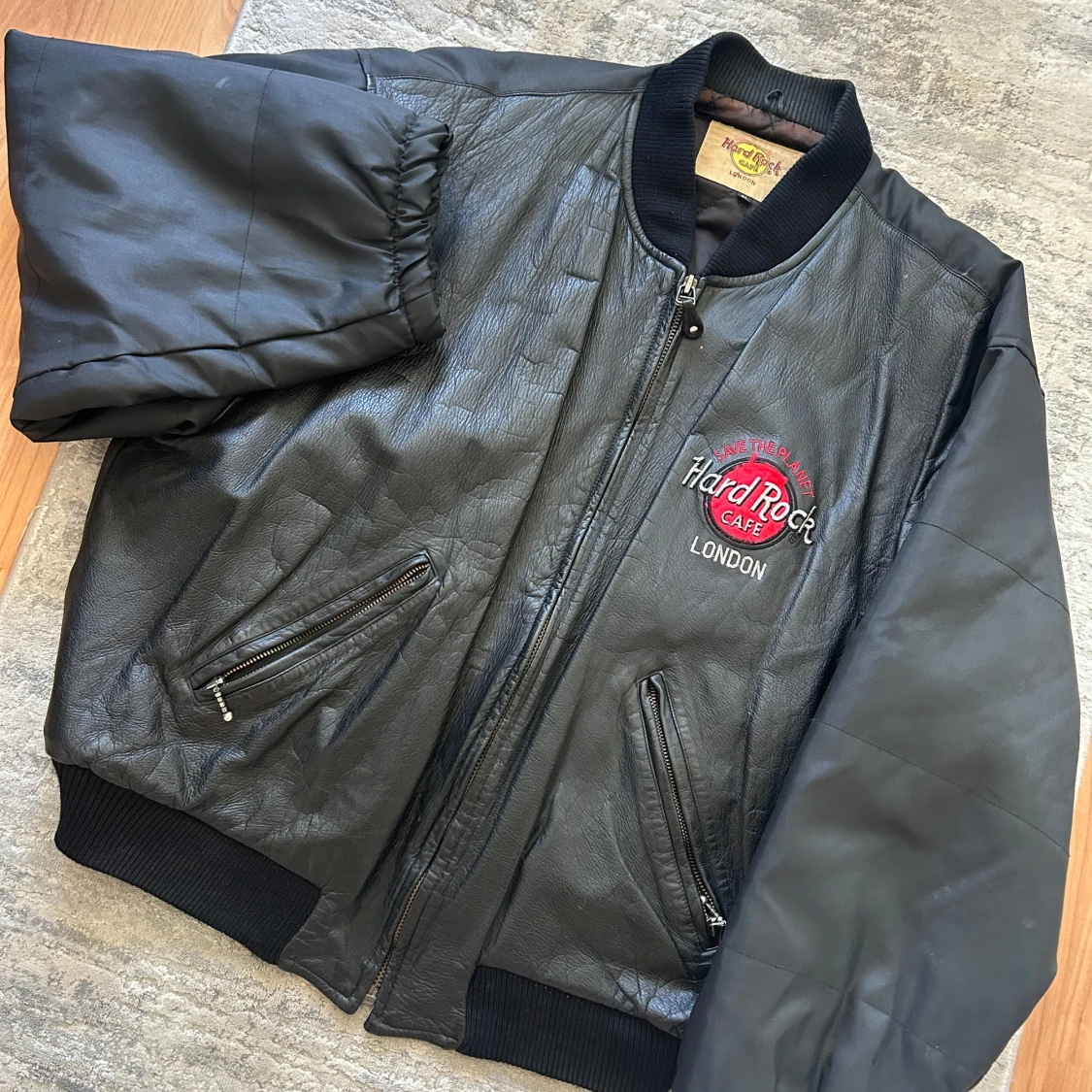 Svart Hard Rock Cafe skinnjacka XL