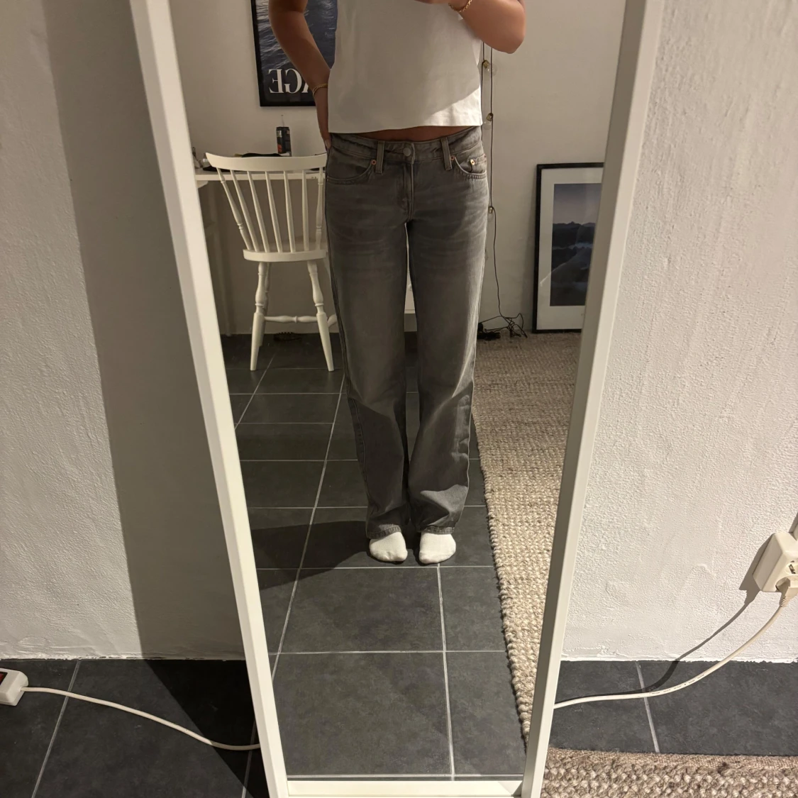 Grå jeans straight fit weekday