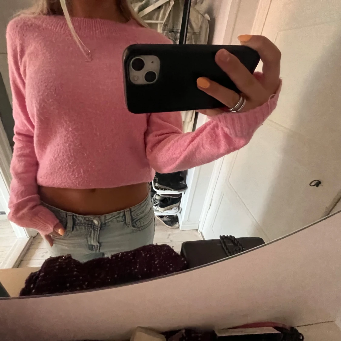 Ljusrosa stickad tröja från Vero Moda - 1