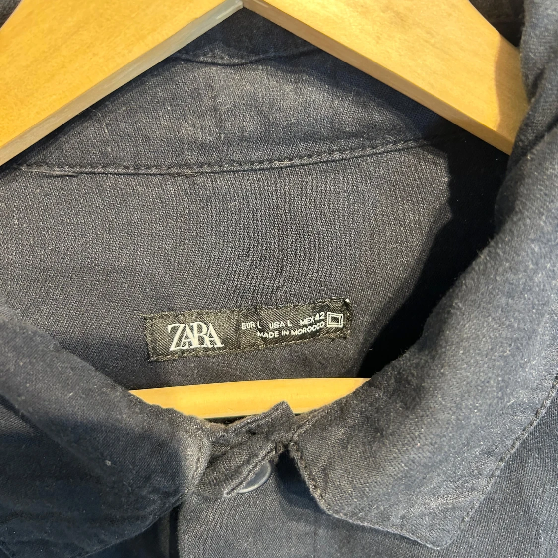 Mörkblå overshirt från Zara i linne - 1