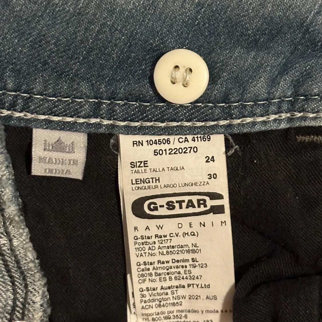 G-Star ljusgråblå jeans med låg midja – strl 24/30 - 4