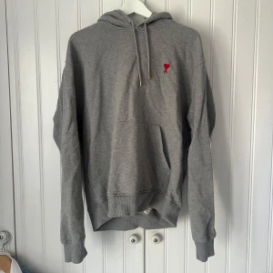Grå hoodie från Ami Paris - Säljer en grå hoodie från Ami. . Perfekt för dig som gillar stilrena och bekväma plagg. Skicka iväg ett bud.