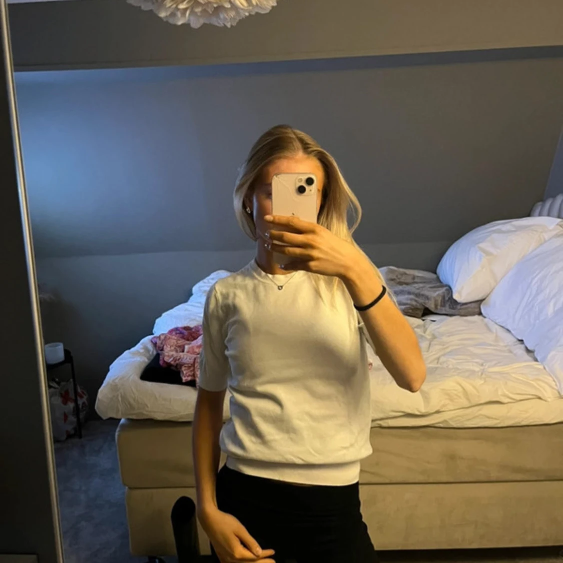 Vit stickad kortärmad tröja från Zara