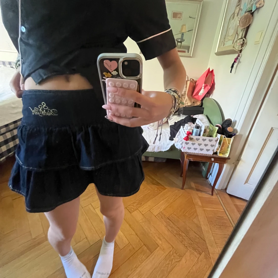 Mörkblå lågmidjad kjol - 1