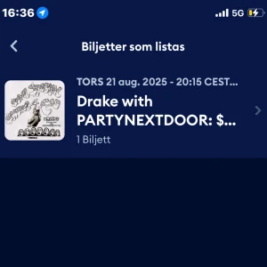 Drake biljetter - Säljer en drake biljett som sker 21a augusti i stockholm avicii arena. Överföringen sker via AXS