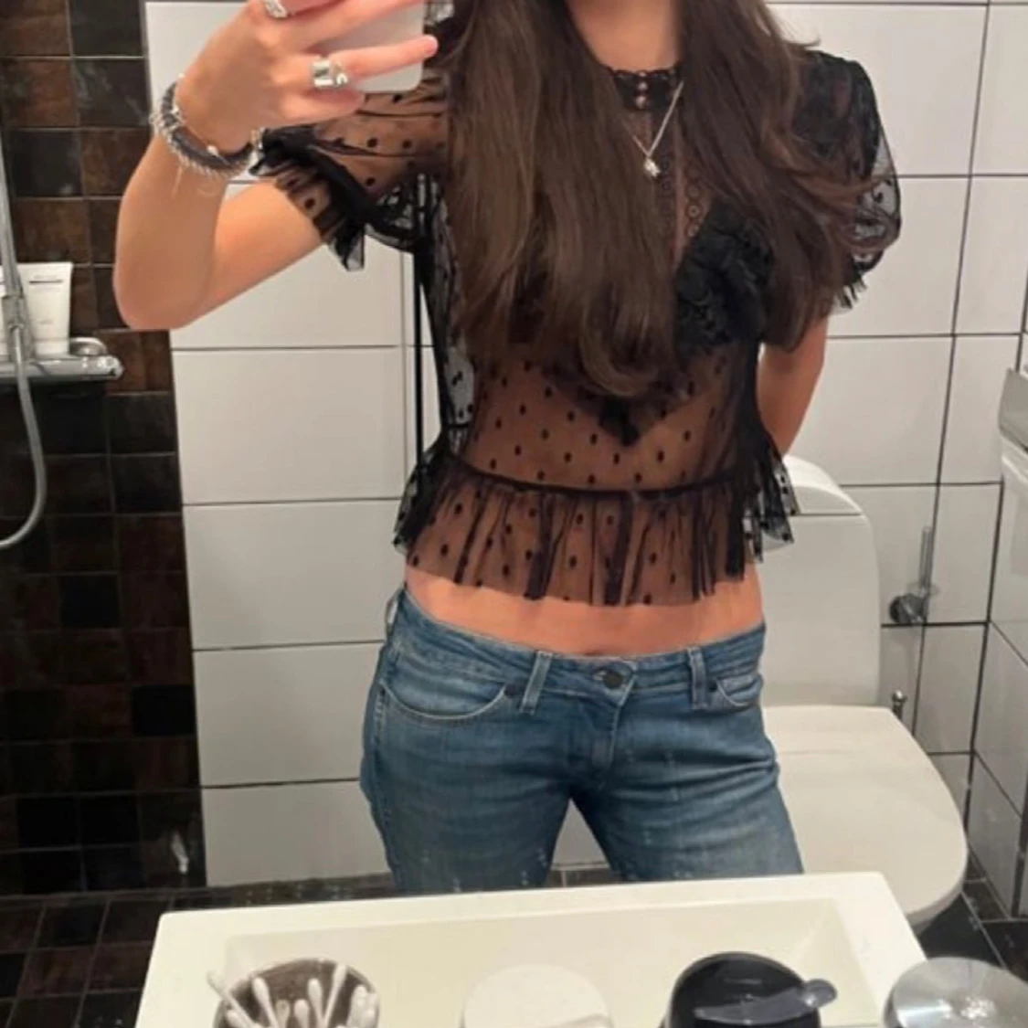 Genomskinlig spetts topp - 1