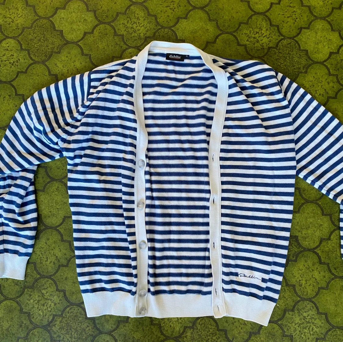 Randig kofta från Dahlin i blått och vitt - 3