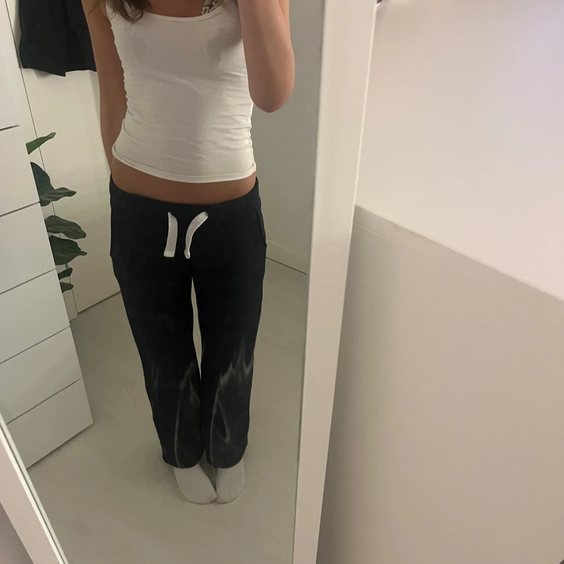 Marin blå  mjukisbyxor med snörning från russemerch - 1