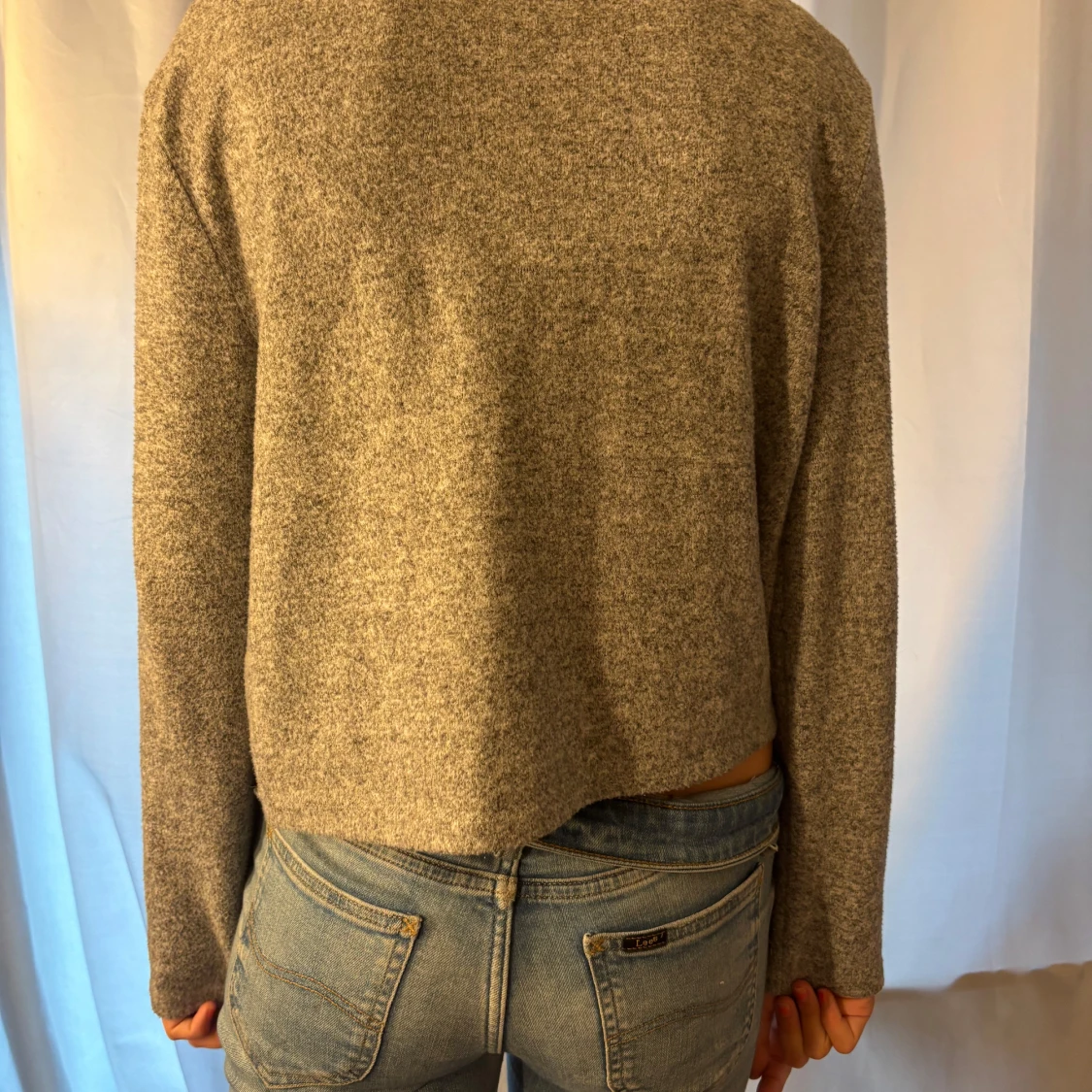 Grå croppad kofta med knyt - 1