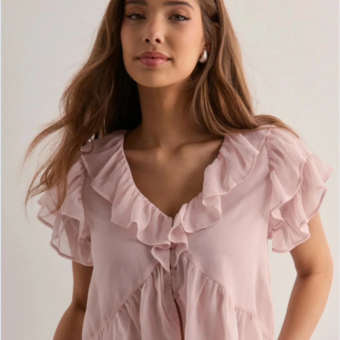 Rosa snygg volang topp - 1