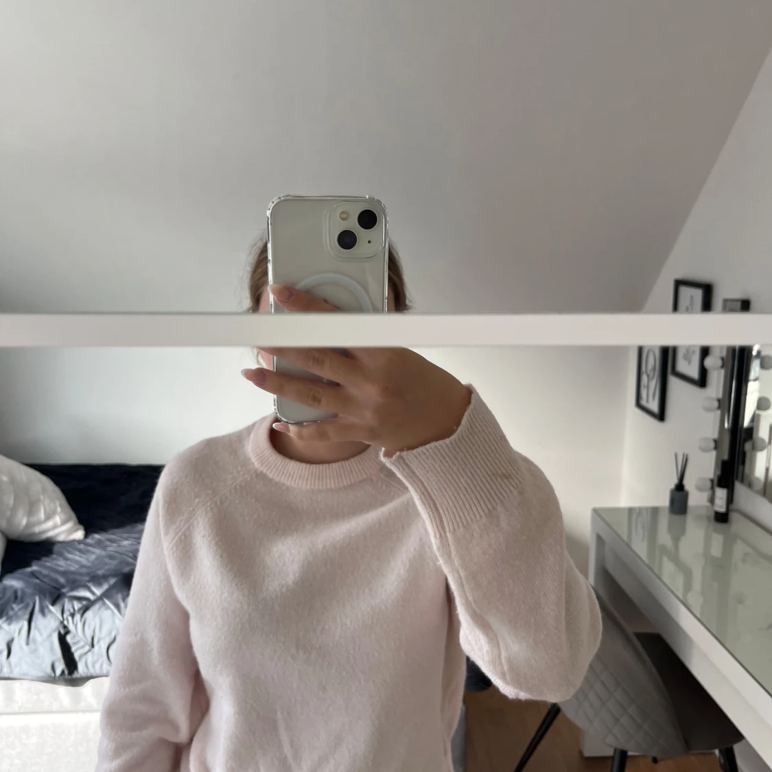 Ljusrosa stickad tröja i XS från H&M 