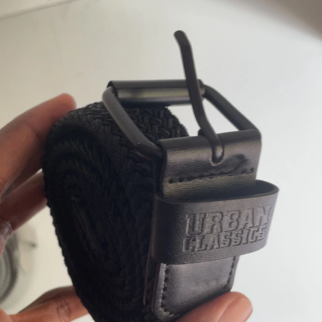 Urban Classics flätade bälten svart & grå