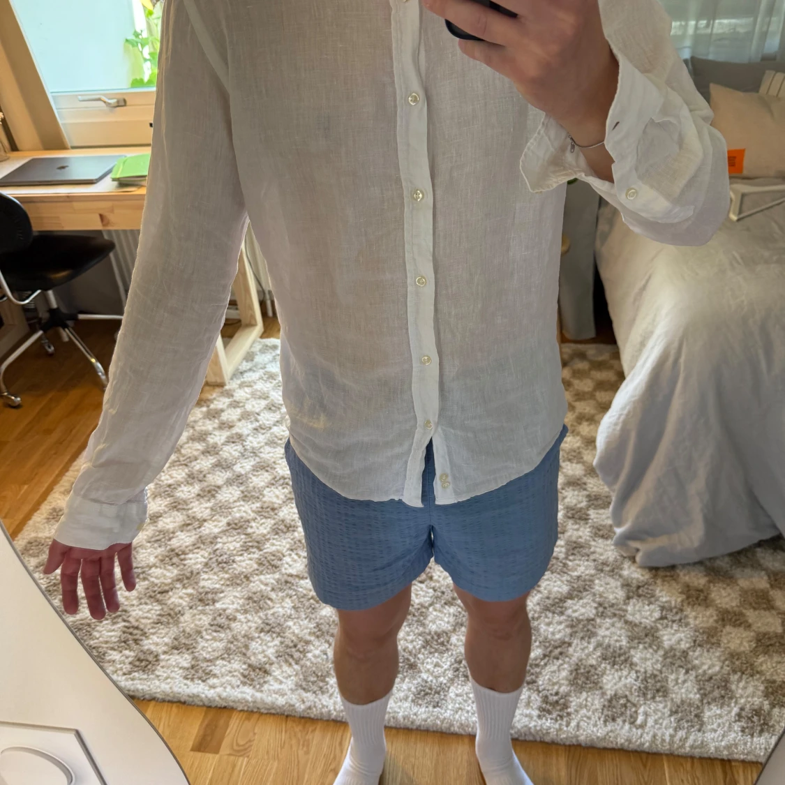 Vit linneskjorta från Bläck, S - 3