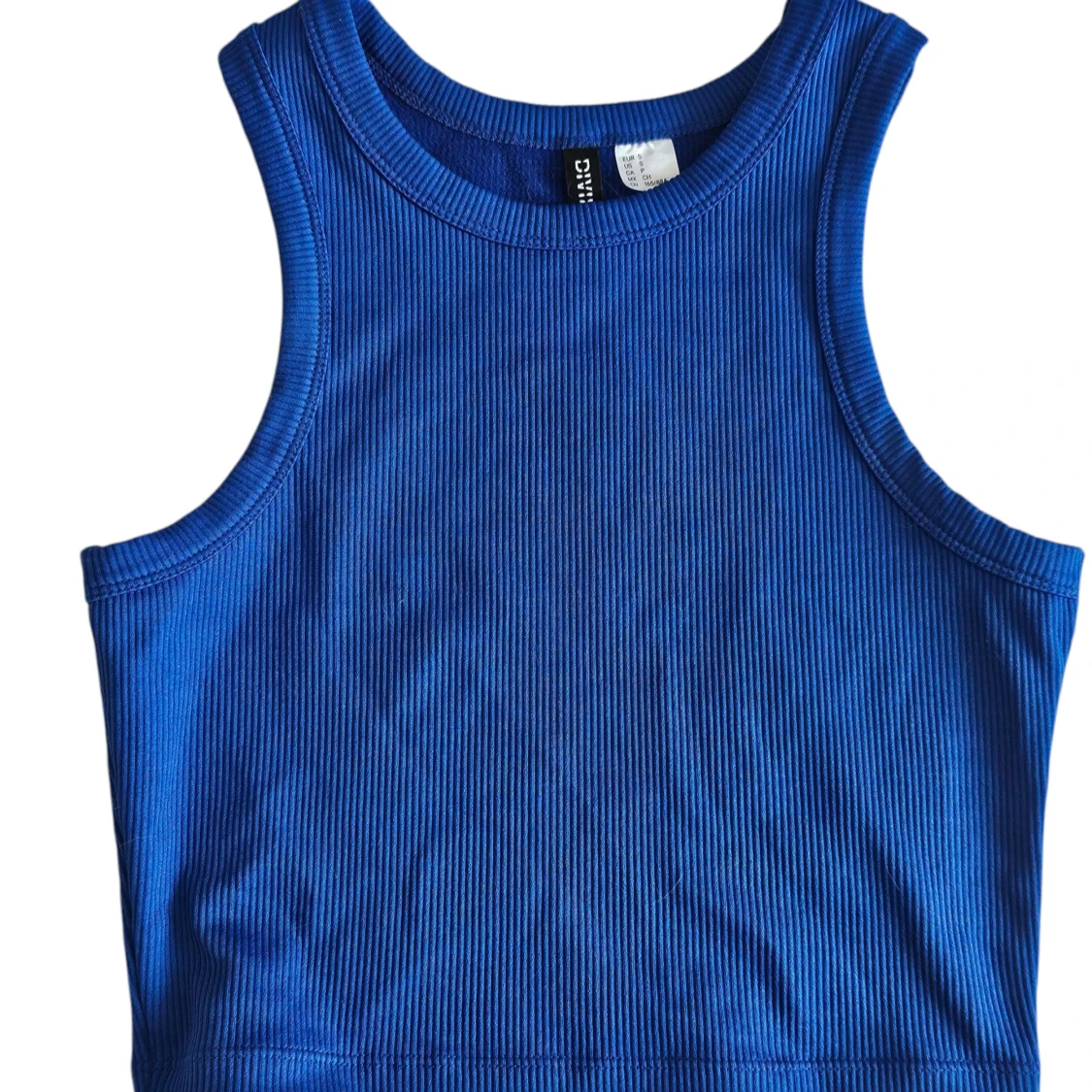 Blå ribbad linnetopp från HM