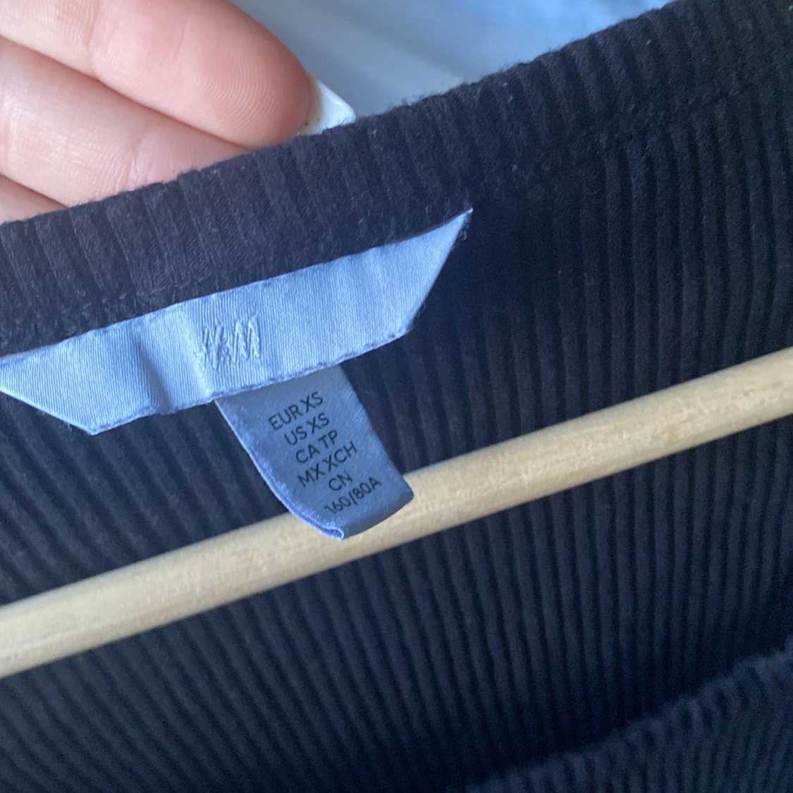 Svart ribbad långärmad topp H&M XS - 2