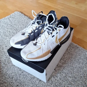 Nike G.T. Cut 3 x CHBL basketskor - Nike G.T. Cut 3 x CHBL (Chinese High School Basketball League) basketskor I storlek 45. Dessa skor är sjukt sällsynta då dem endast kan köpas i Kina. Nypris ca 5000 kr för denna size. Skorna har använts i ca 1 år och har därför en hel del defekter och slitningar men det påverkar inte deras prestanda.(fråga gärna om fler bilder) Skick: 7/10