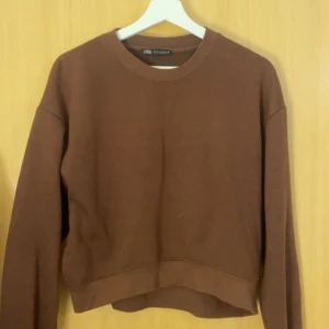 Brun sweatshirt från Zara - En basic brun långärmad sweatshirt från Zara i storlek S. Tröjan är väldigt mjuk och skön och har en enkel design utan tryck eller detaljer, passar till allting! Köparen står alltid för frakten❤️