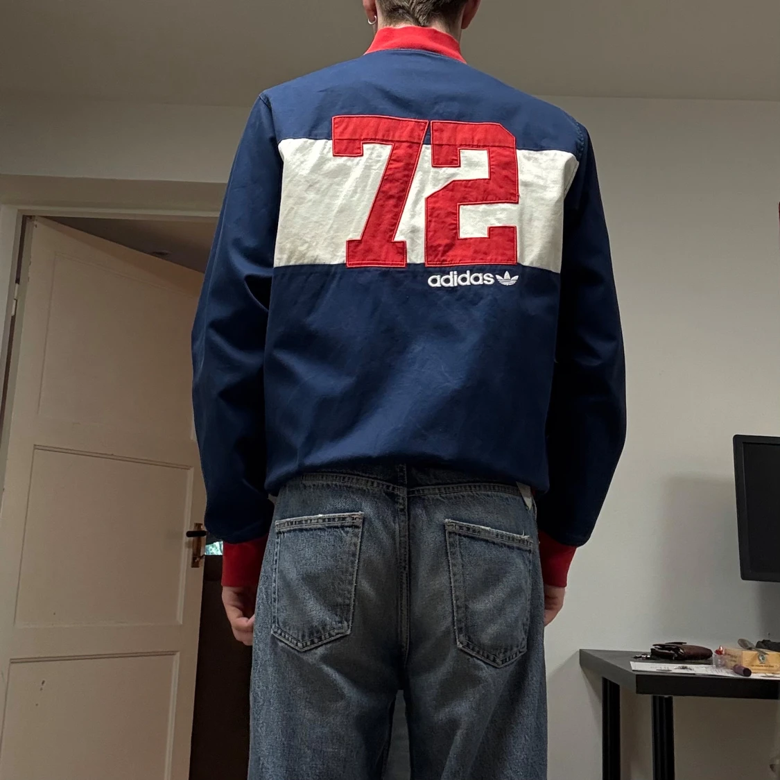Adidas blå och röd bomberjacka - 1