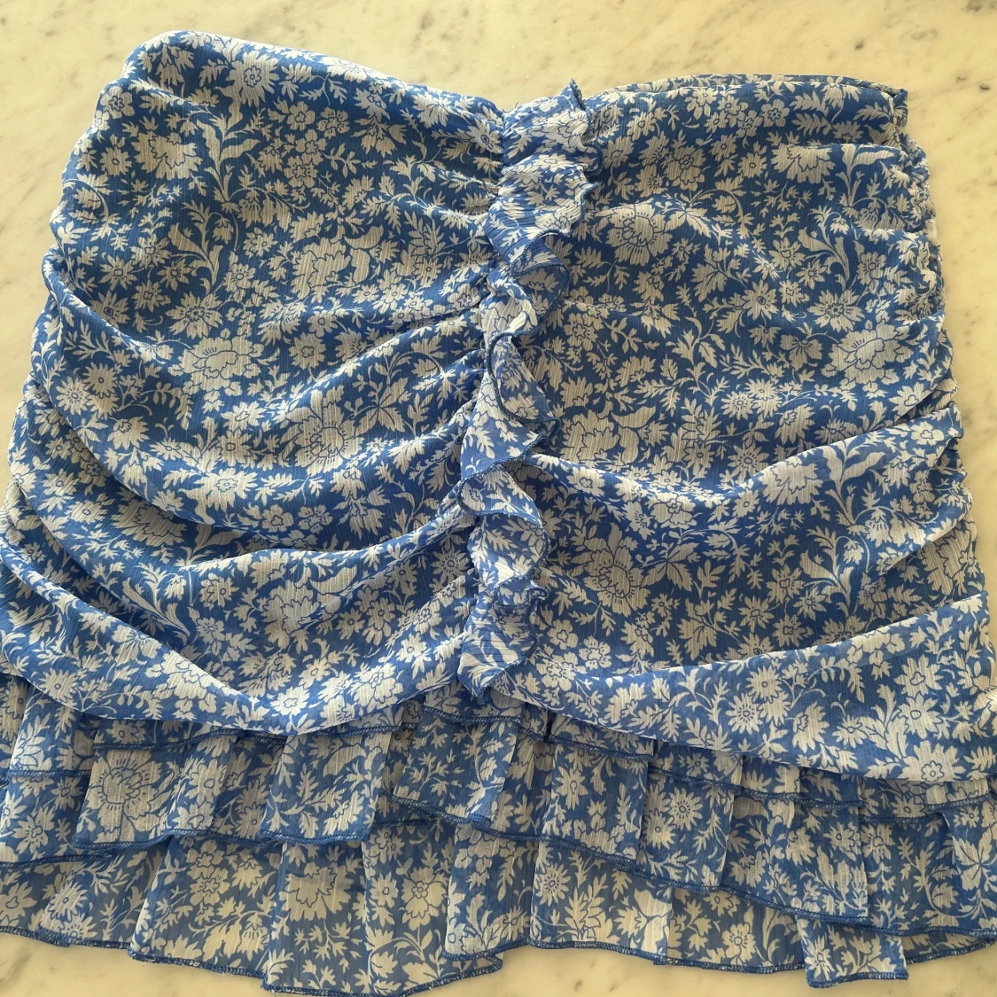 Ny Blåvit blommig volangkjol - 1