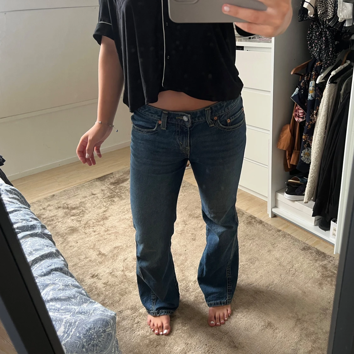 Levi's 501 blå jeans straight fit low waist