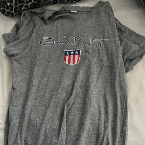 Grå t-shirt från GANT med tryck - Grå t-shirt från GANT med broderad logga och amerikanskt inspirerat sköldtryck på bröstet. Klassisk passform och rund hals.