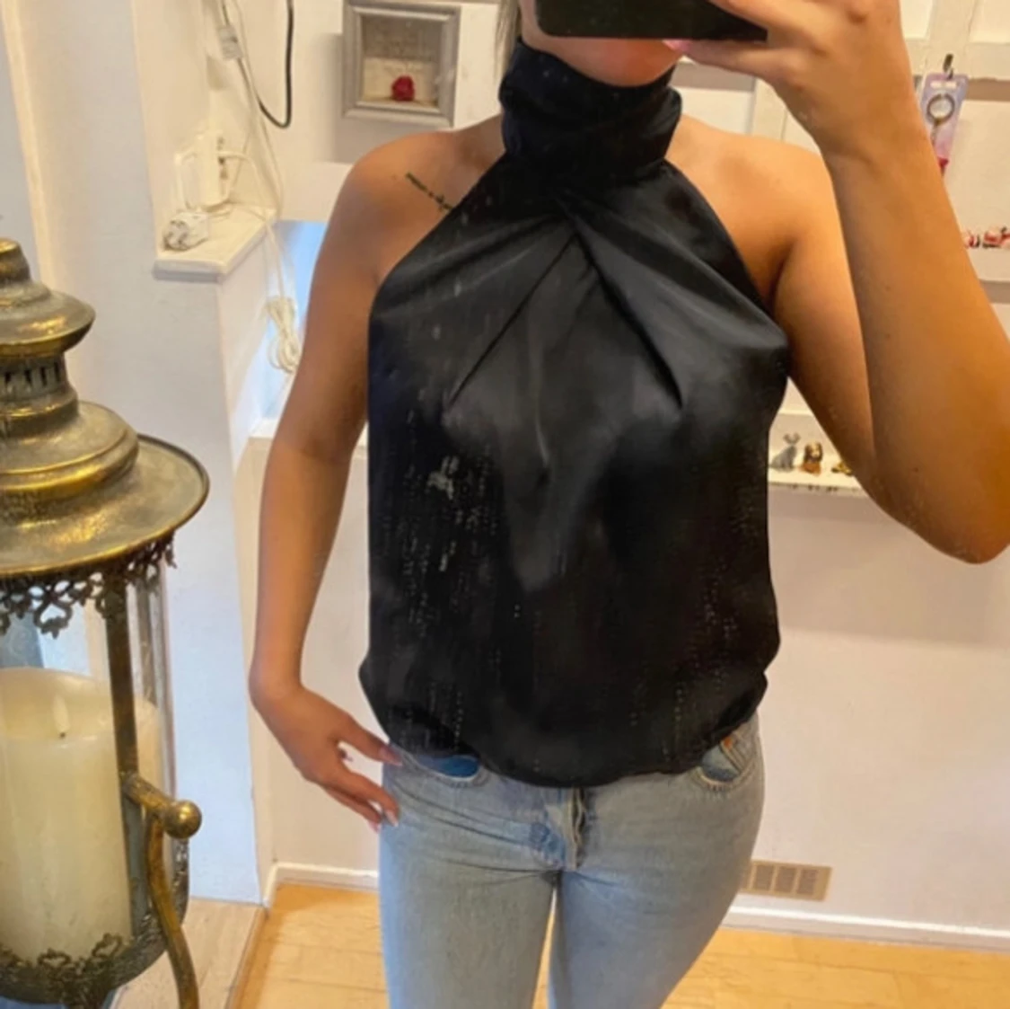 Mörkblå  halterneck-top från Zara Basic - 1