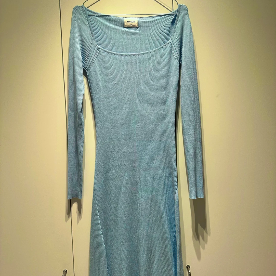 Ljusblå ribbad långklänning  - 1