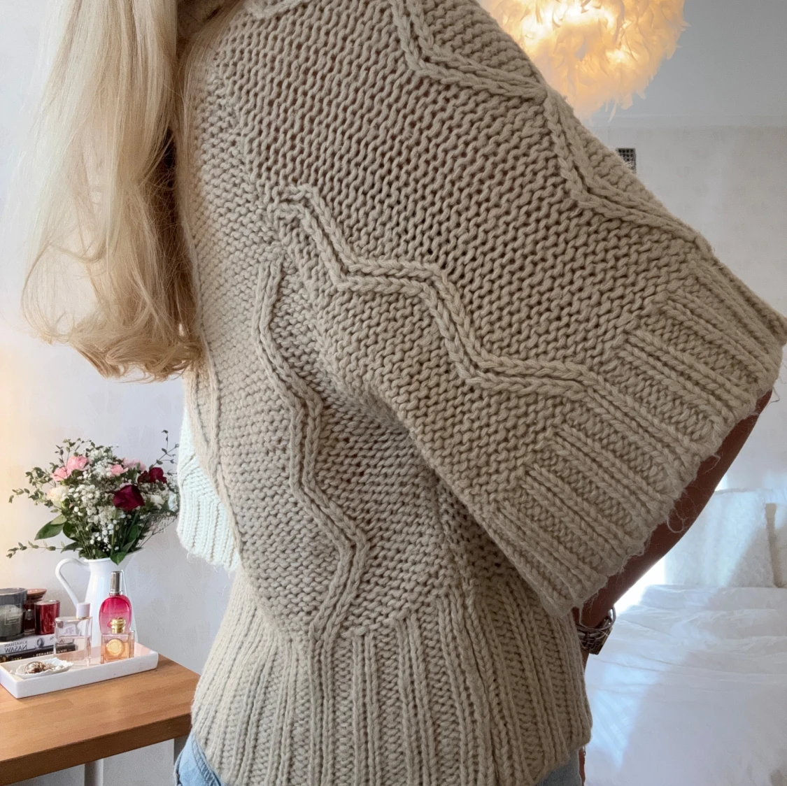 Beige stickad topp - 1