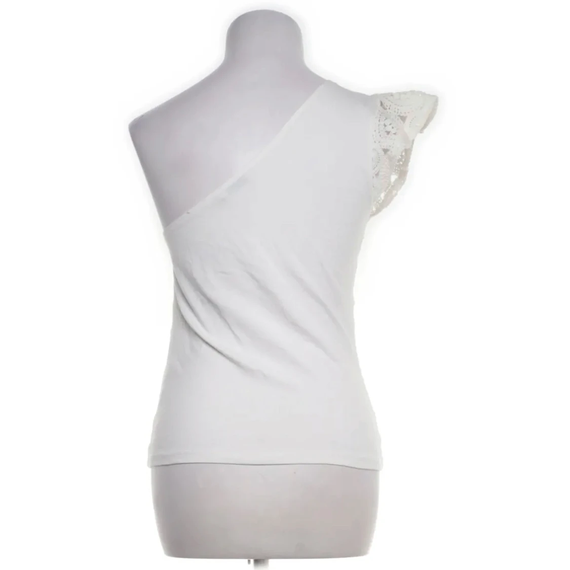 Vit spetsprydd oneshoulder topp - 1