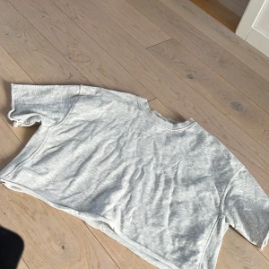 Grå t shirt från Zara - Jätte fin ljusgrå oversized t shirt ifrån Zara. Jätte fint skick och använt ett fåtal gånger. Ser lite skrynklig ut på bilden men de beror på att den har varit i garderoben ett tag❣️