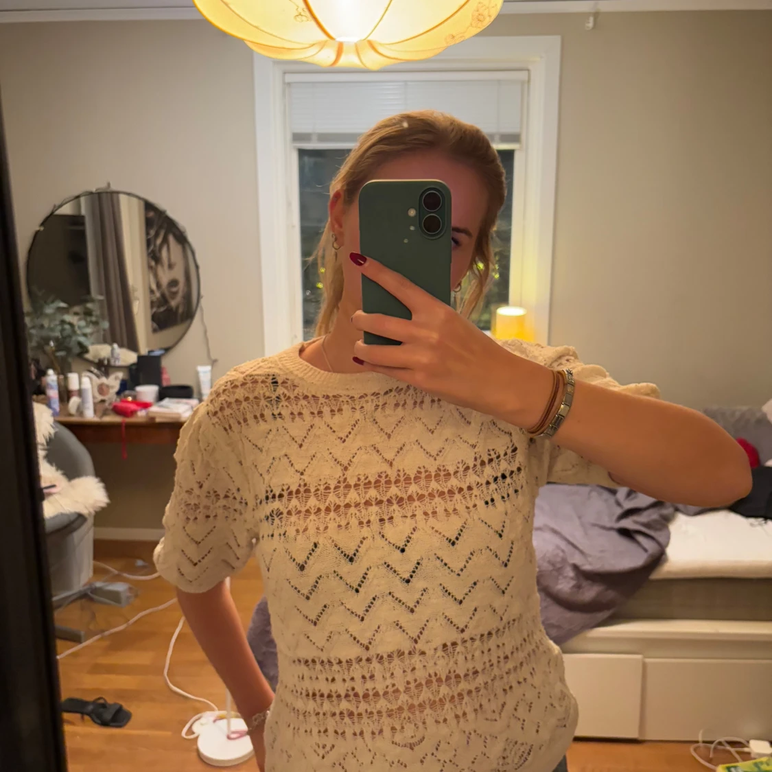 Vit stickad topp från Zara