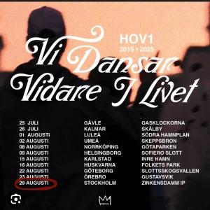 Hov 1 biljett 29 augusti  - Jag säljer min hov 1 biljett eftersom att jag inte vill gå längre pris kan diskuteras😇💗