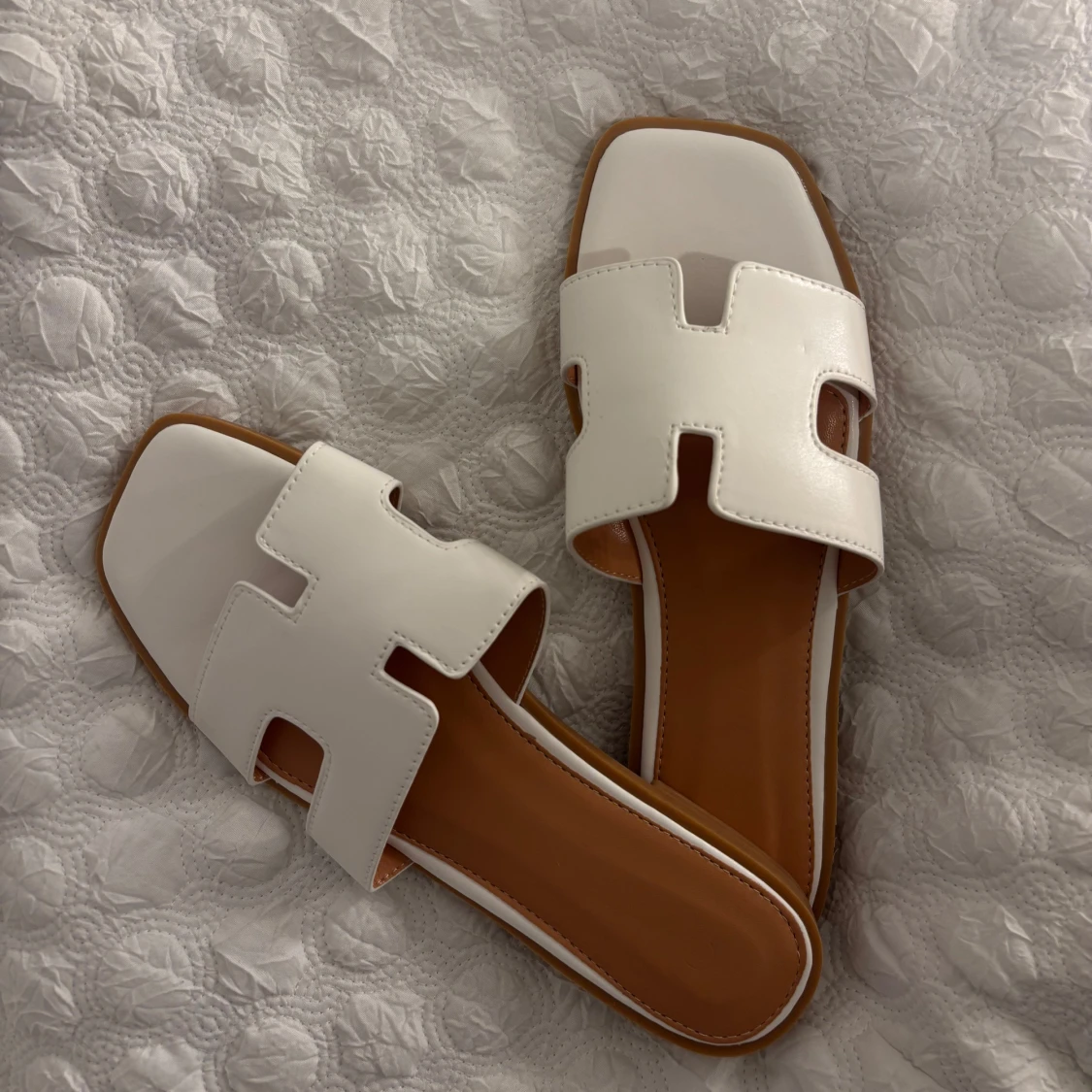 Vita sandaler med fyrkantig tå - 1