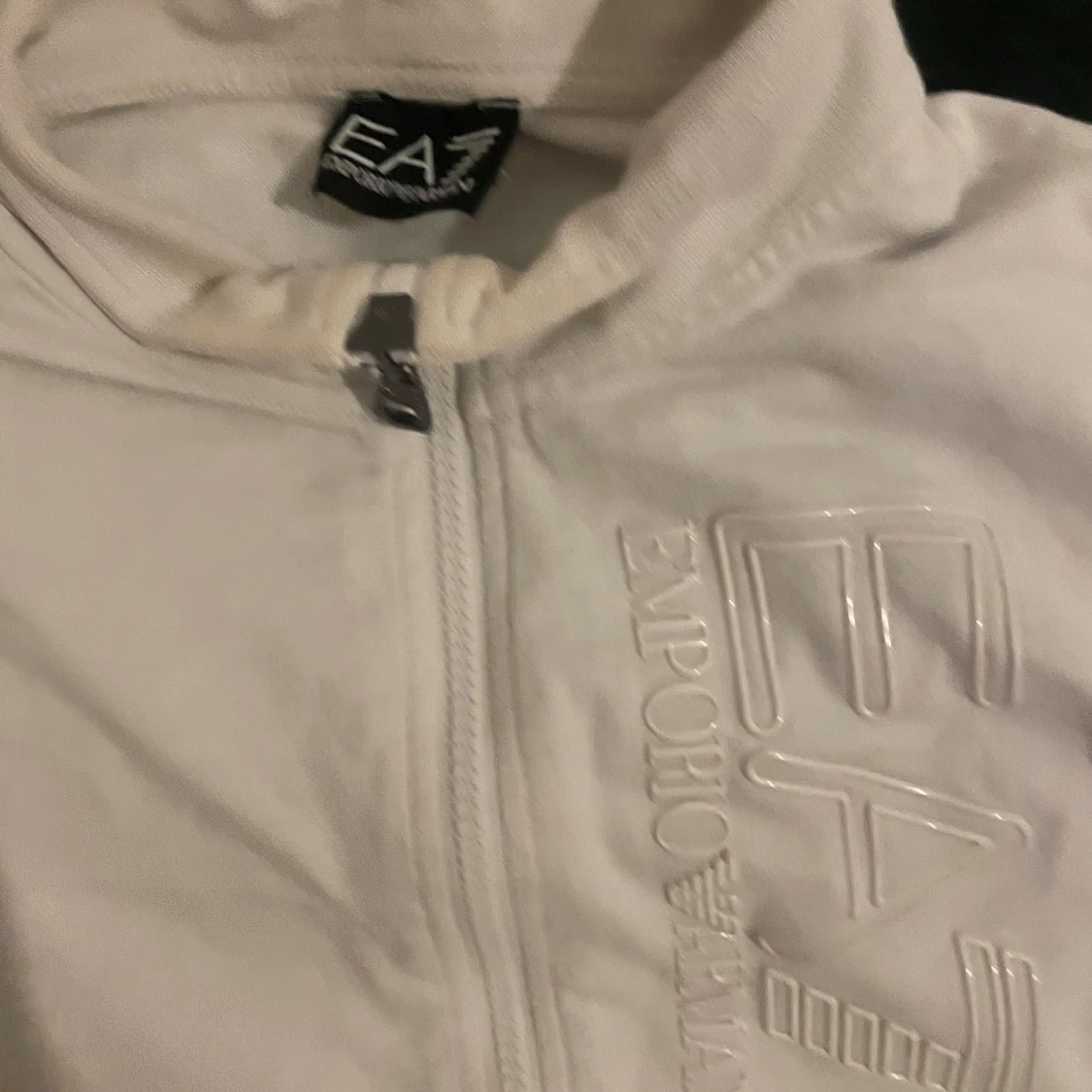 Vit EA7 långärmad tröja med half zip - 1