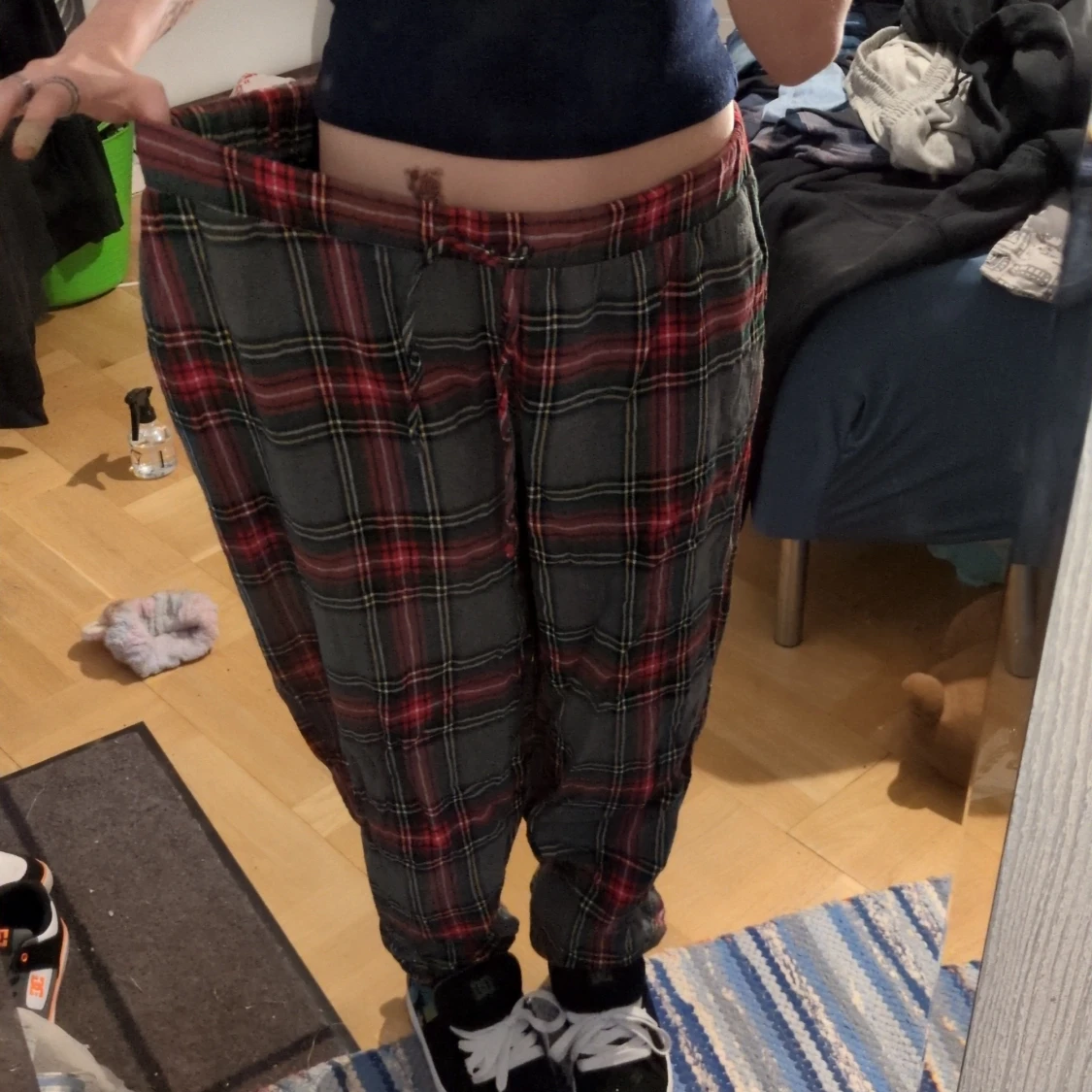 Rutig mjukisbyxa med snörning XL - 1