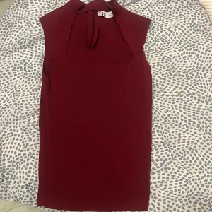 Vinröd ärmlös topp från Zara - Snygg vinröd topp från Zara med hög krage och ärmlös design. stilren, figurnära passform som ger en elegant siluett. Perfekt för dig som gillar minimalistisk stil och vill sticka ut med en djup röd färg.