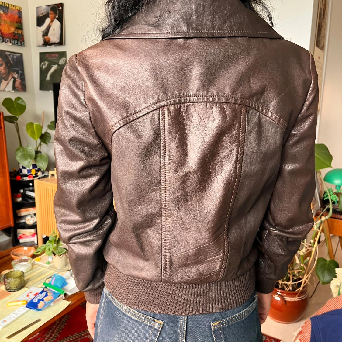 Brun läderjacka xs/s - 1