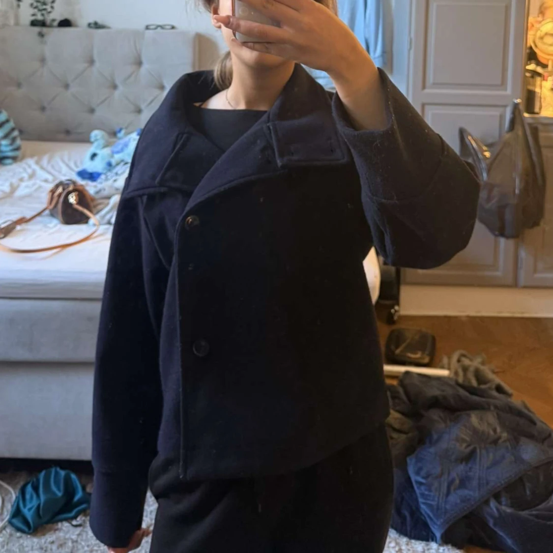 Blå skepparkavaj i ull - 1