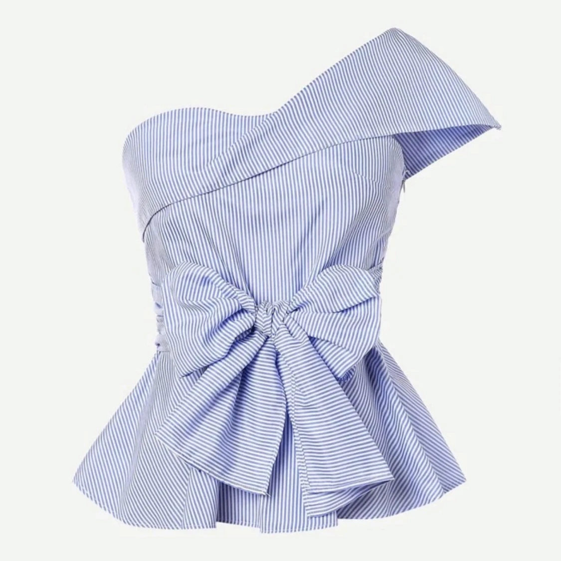 Randig offshoulder topp med rosett