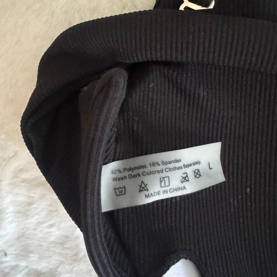 Svart ribbad bikiniöverdel L - 2